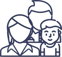 Icona di una famiglia, con genitori e figlio, per ricevere una consulenza legale su Diritto di famiglia e minorile